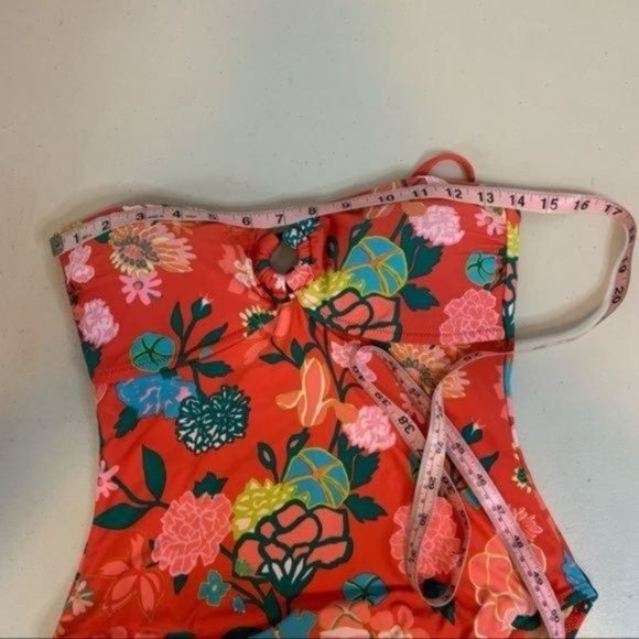 J CREW BANDEAU RING REMOVABLE STRAP ONE PIECE HIGH CUT BRIGHT FLORAL SWIMSUIT 8 - Picture 10 of 11